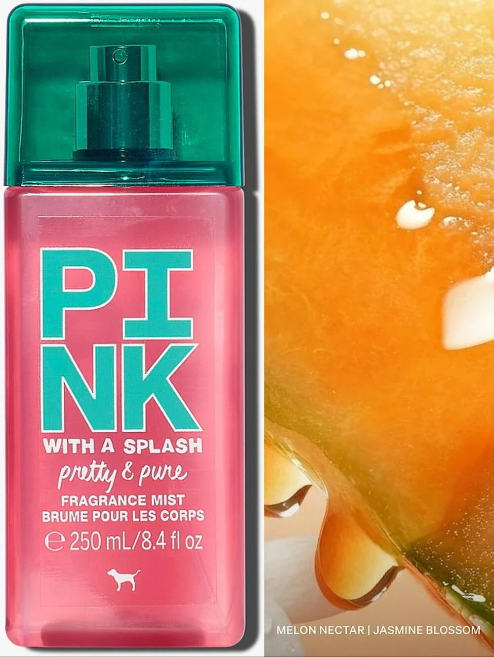 PINK Victoria's Secret Duo Fragrance Mists in Hot Pink and Teal Caps NEW